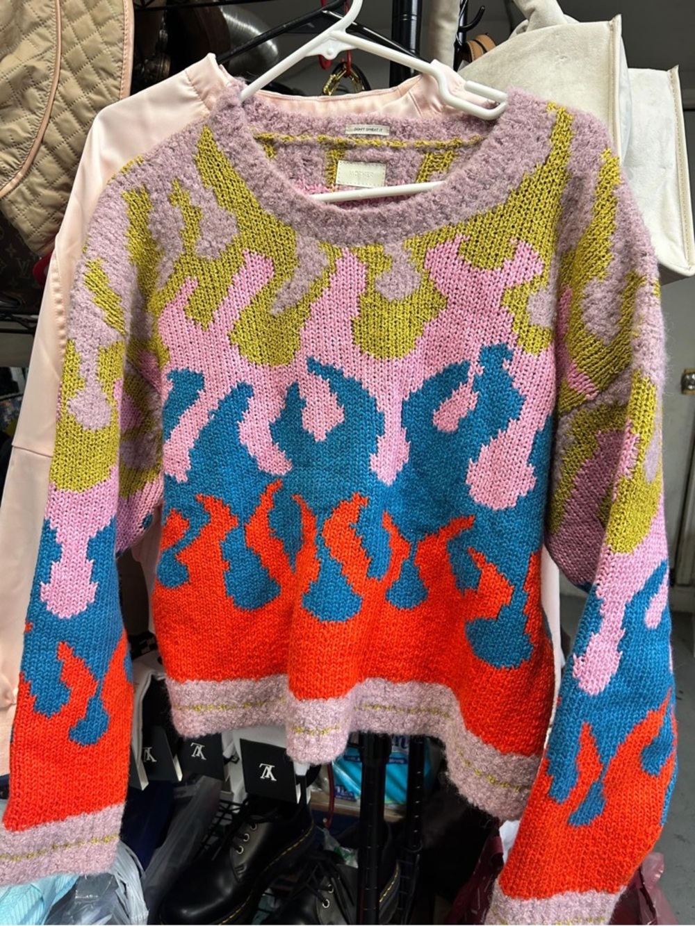 MOTHER Multicolor Floral Crewneck Sweater - Pink, Blue & Red